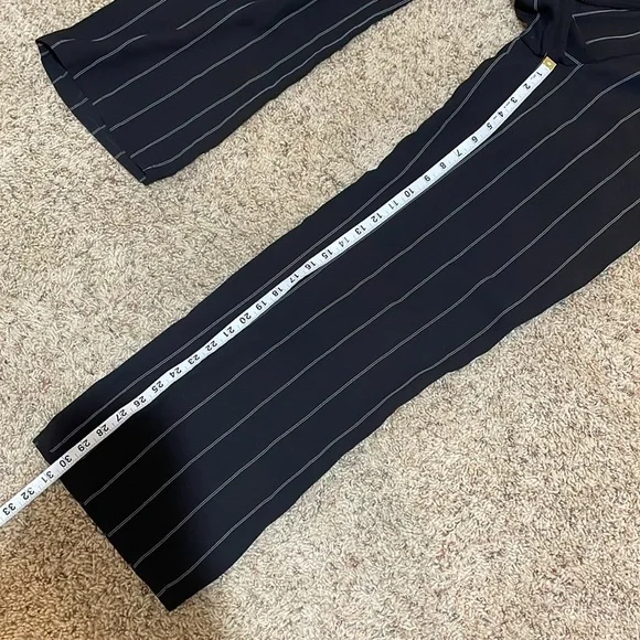 Anine Bing Isabella Pinstripe Pants Drawstring Pull On Black Stripe Size Medium - Picture 15 of 16